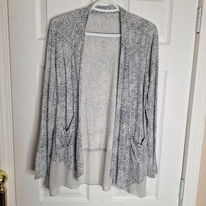 LOGO by Lori Goldstein Black and White Women's Cardigan